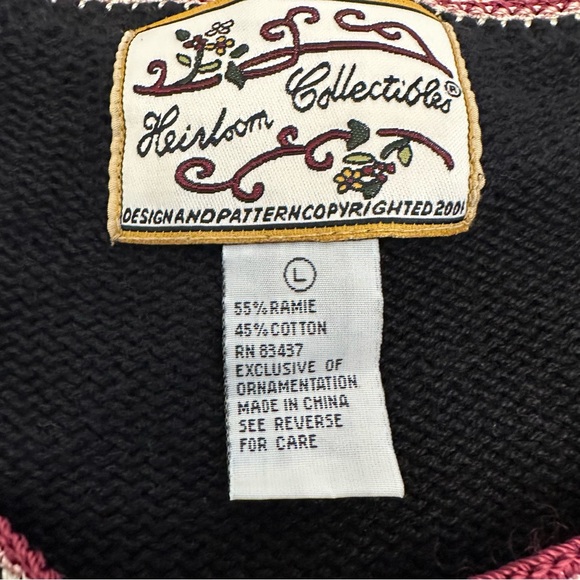 Vintage Heirloom Collectibles Embroidered Cardigan Large 90s Chunky Whimsigoth - Picture 4 of 8